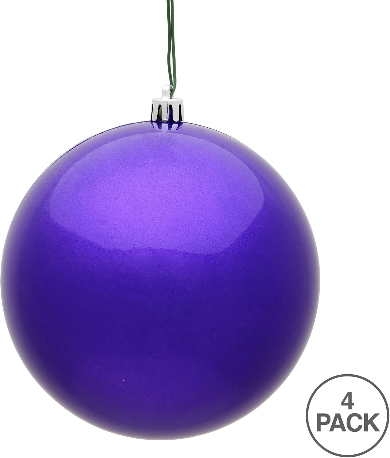 Vickerman 4.75" Purple Candy Ball Ornament. Includes 4 Ornaments per Pack.