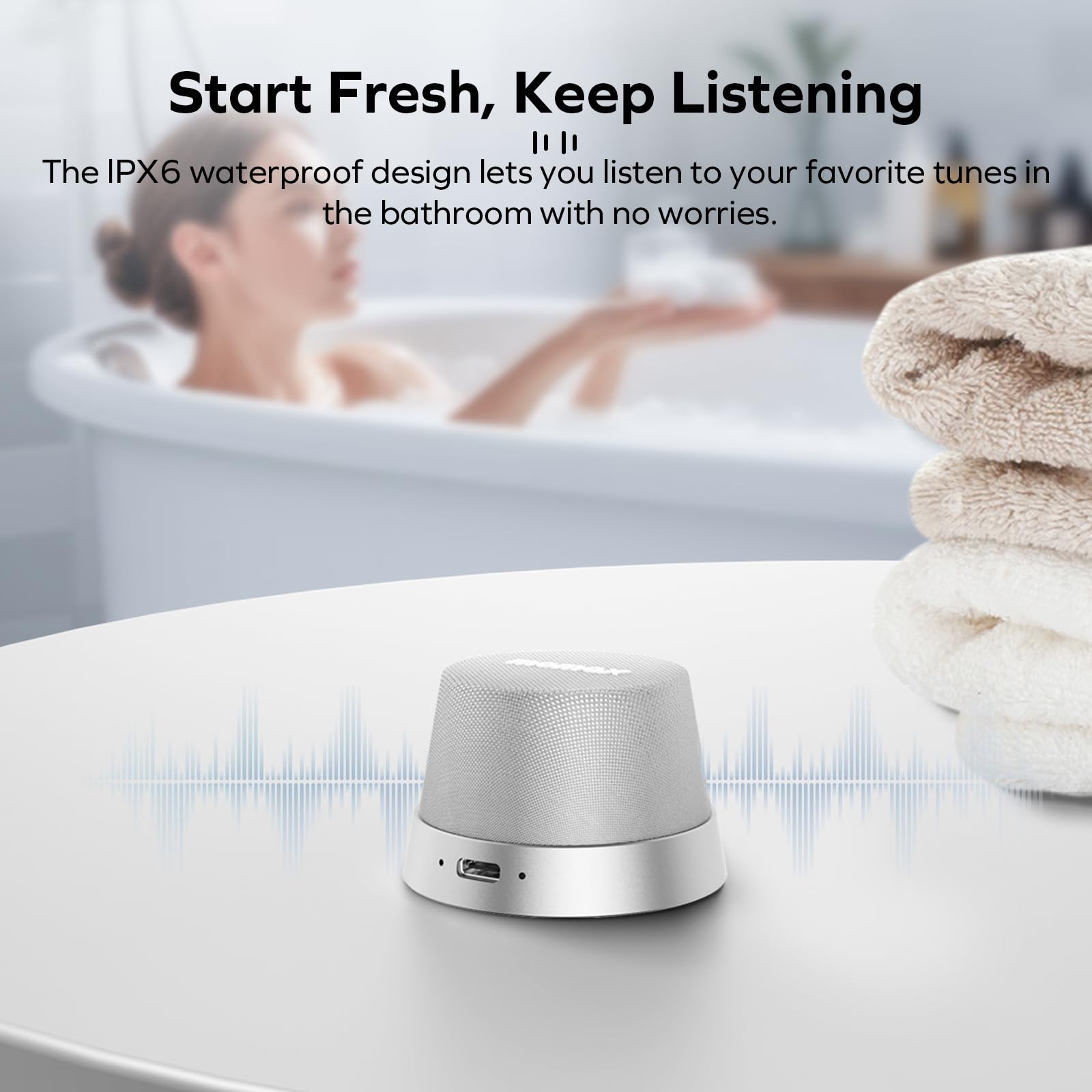 MOMAX Altavoz Bluetooth Magnético Portátil,Parlante Bluetooth Resistente al Agua IPX6, 12 Horas de Reproducción, Estéreo TWS,Altavoz de Ducha USB-C para Exteriores, Ideas para Viajes y Regalos