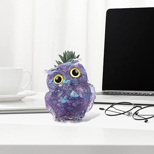 Miniatura 3 de Estatua de búho de cristal natural tallada a mano con piedras preciosas curativas de Reiki, figuras de animales, decoración del hogar, oficina,