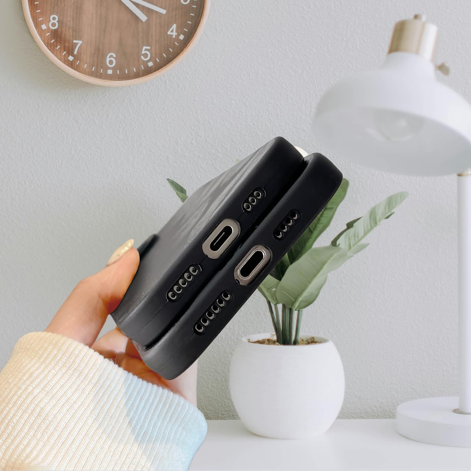 Potok Compatible for iPhone 13 Pro Case, Black Cute Wave Ripple Case Design for Women Girls Soft TPU Slim Profile - Image 4