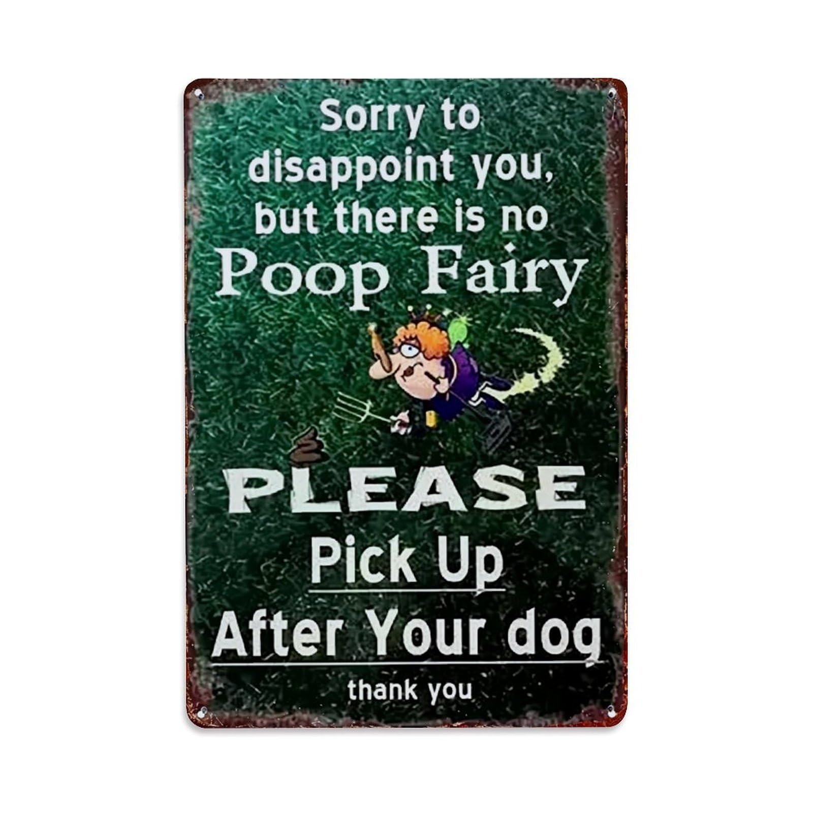 Jdfenggu Vintage Sorry No Poop Fairy Please Retro Metal Tin Sign, Metal Poster For Bar, Home, Man Cave, Kitchen, Laundry Room Art Decor 8X12 Inch