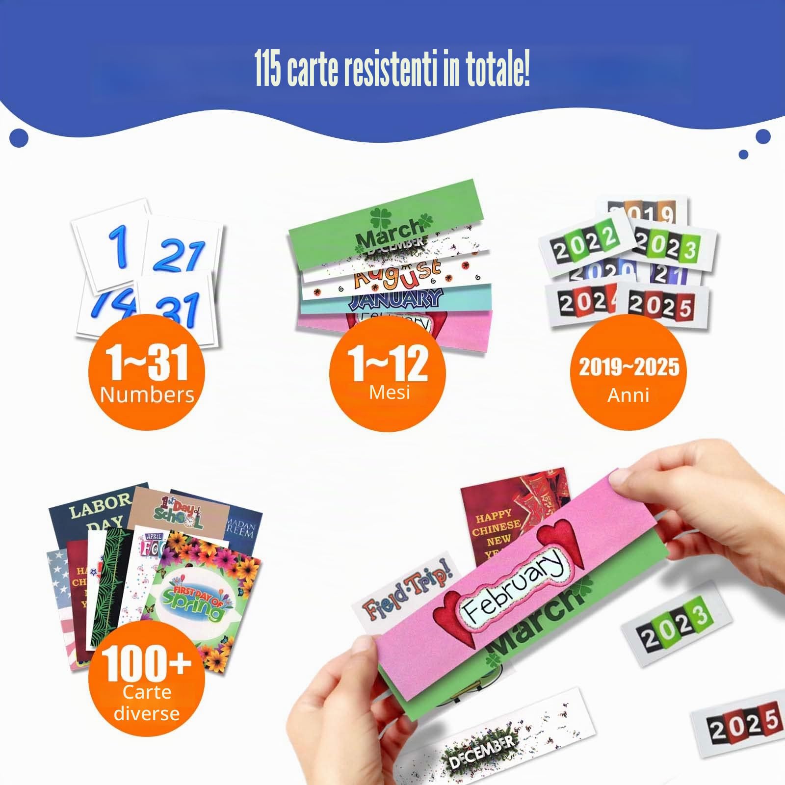 Eamay Calendario mensile in aula con 43 tasche, 3 tasche portaoggetti per facile parete o supporto grafico (nero)