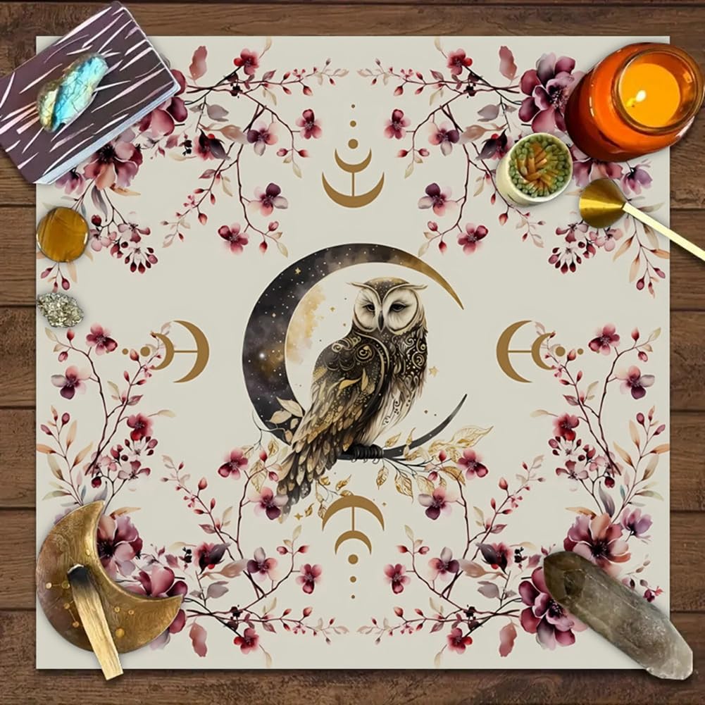 Tovaglia Per Tarocchi Con Luna, Runner Da Tavolo Mistico, Stoffa Per Altare 50x50 Cm, Tema Gotico, Morbida Poliestere