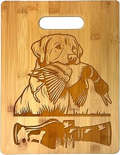 Duck Call Hunting Scene Bamboo Cutting Board, Labrador Retriever Holding Duck Design, Kitchen Chopping Block Gift