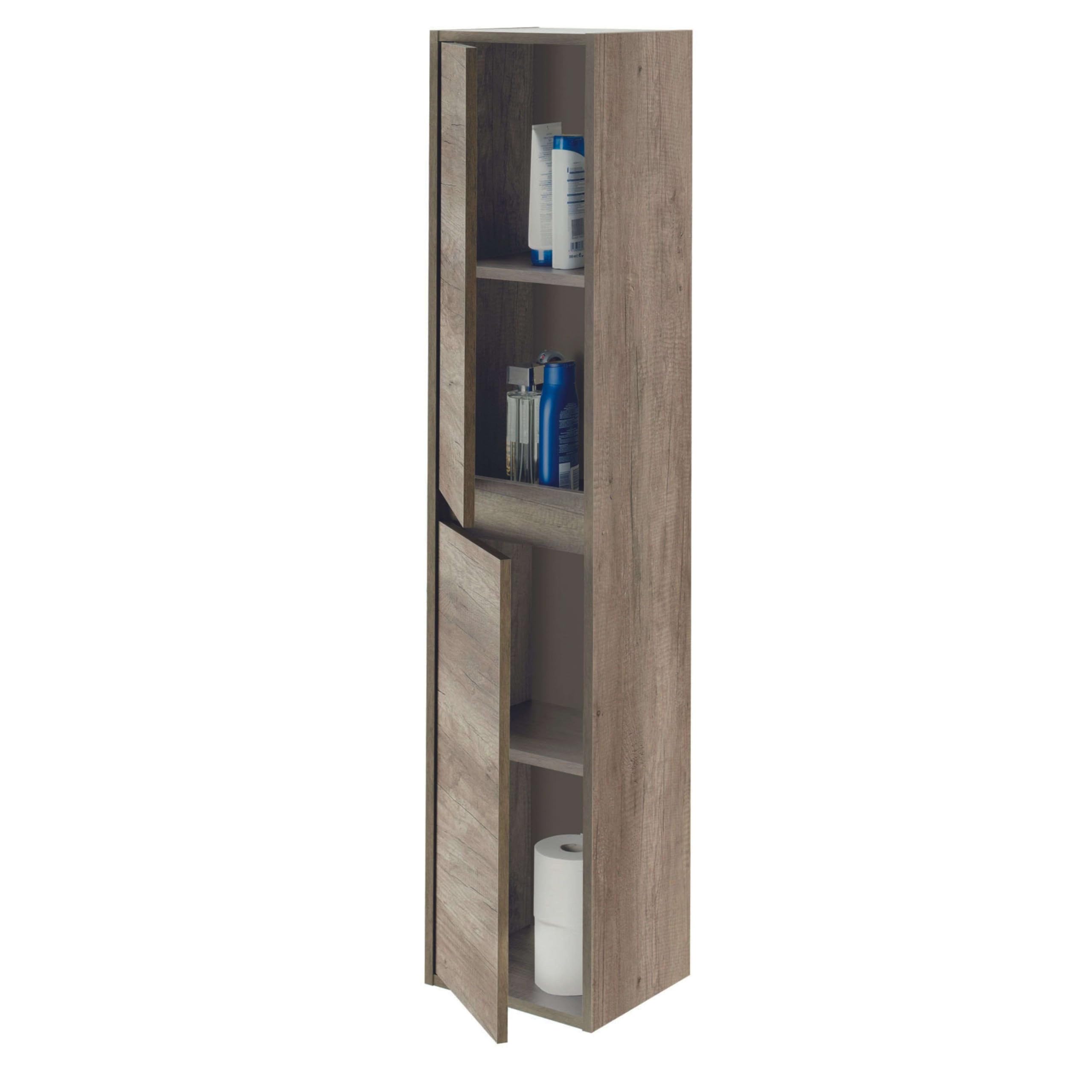 ARKITMOBEL Columna de Baño Suspendida 2 Puertas, 140x30x25,5 (AltoxAnchoxFondo-en cm), Color Nordik, Mueble de Baño, Modelo Dakota
