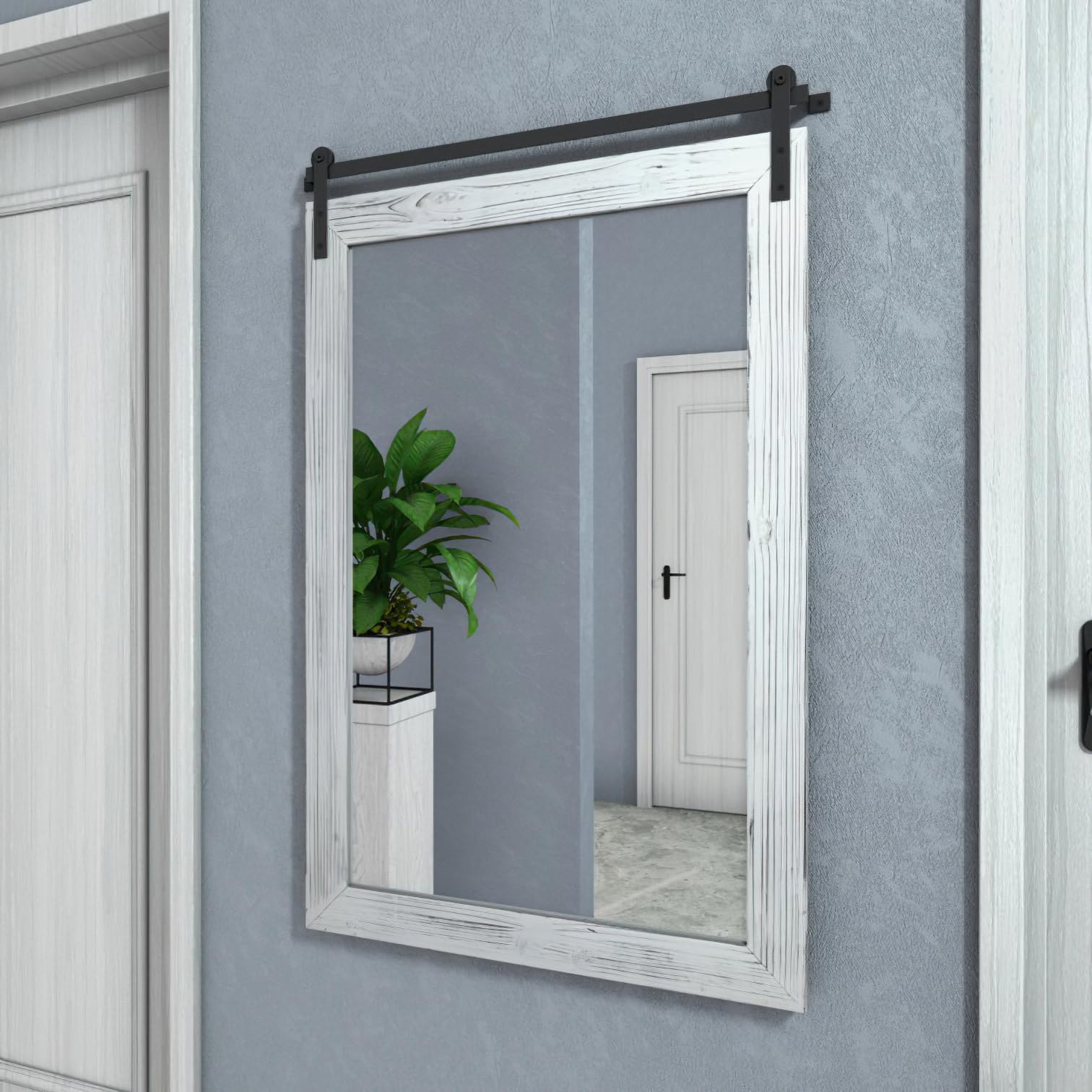COGOOD Farmhouse Bathroom Mirrors for Over Sink - 38 x 25 White