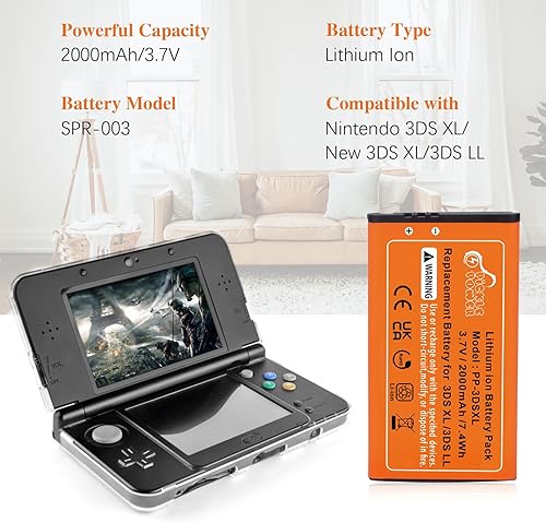 Miniatura 3 de Pickle Power Batería 3DS XL SPR-003, repuesto de batería mejorada de 2000 mAh para Nintendo 3DS XL, consola 3DS LL con kit de herramientas (no para