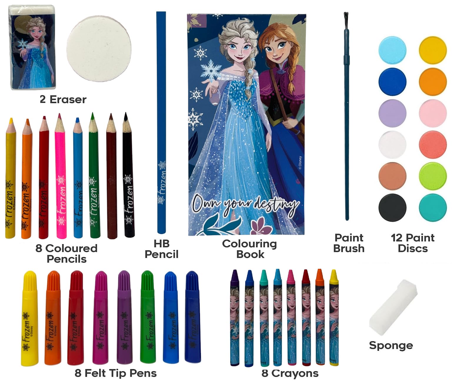 Valigetta con colori per bambini Frozen Disney set 52 pezzi di colori e cancelleria scatola con cassetti kit disegno e pittura