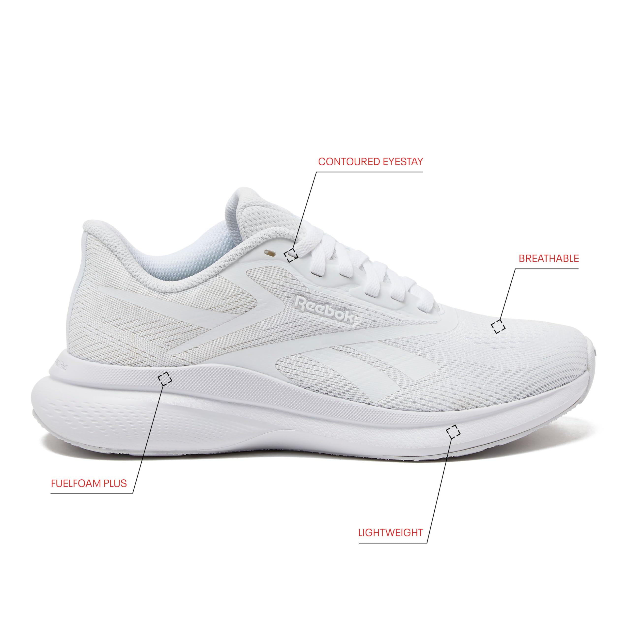Reebok Energen Run 4 - Zapatillas de Correr para Mujer, Ligeras, atléticas, Tallas 38 a 47, Blanco/Blanco/Blanco, 8 Wide