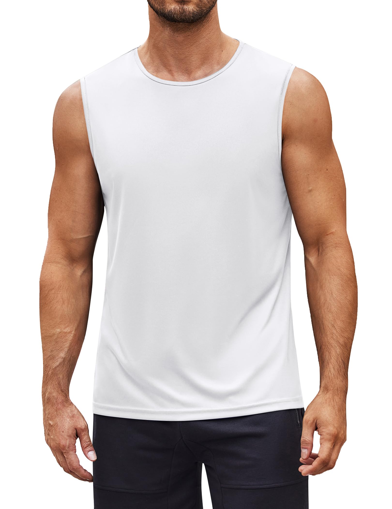 COOFANDYMens 2 Pack Workout Tank Top UPF 50+ Quick Dry Sleeveless Swim Shirt Gym Muscle Athletic Summer Beach T Shirts