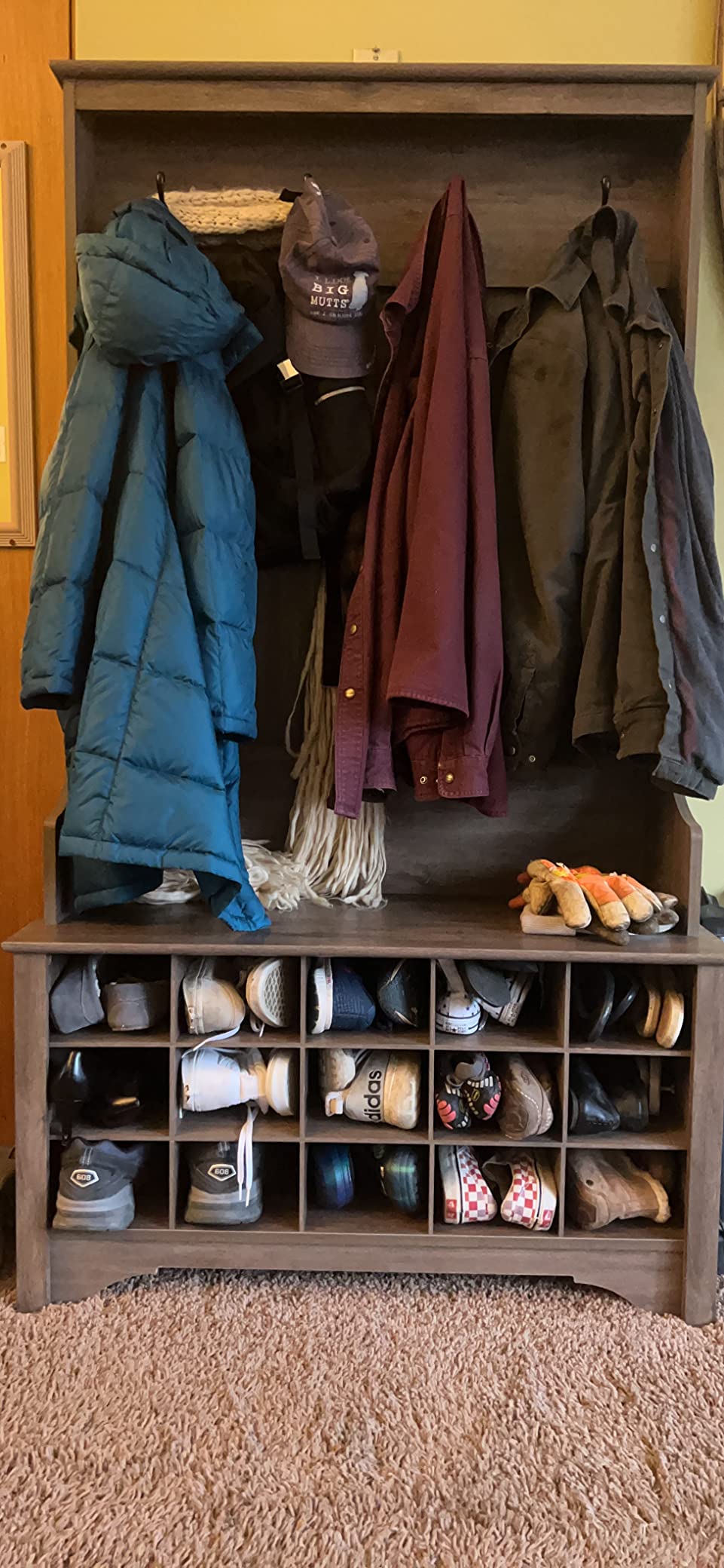 34/mo Finance Prepac Hall Tree with Shoe Storage, Drifted Gray Buy