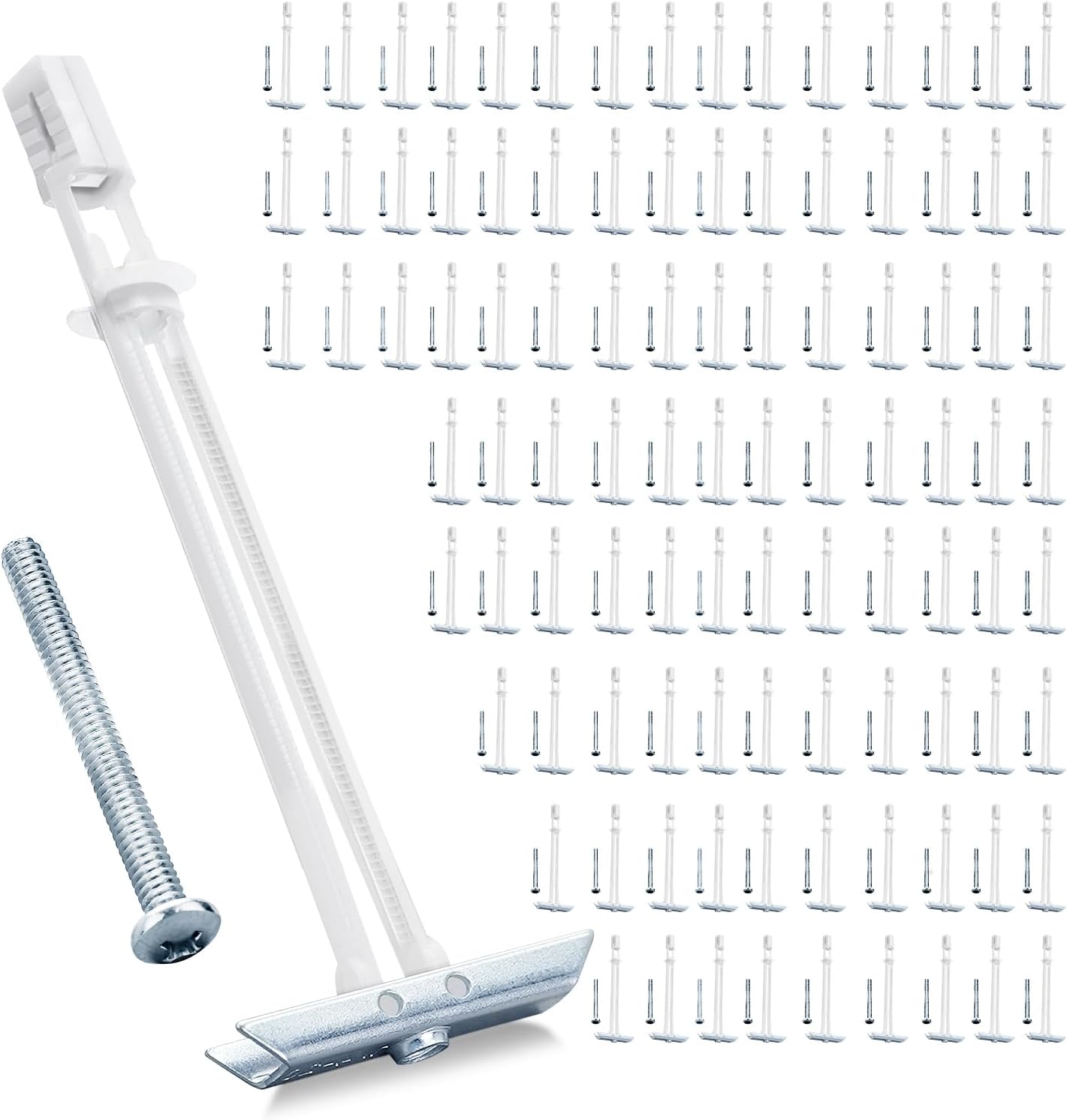 Drywall Anchor with Included Bolts for 1/4-20 Fastener Size, Wall Anchors Drywall Heavy Duty for TV Mounting, Hollow-Wall Anchors Screws Kit Holds Up to 270 Pounds Each in 1/2-in Drywall-100 Pack