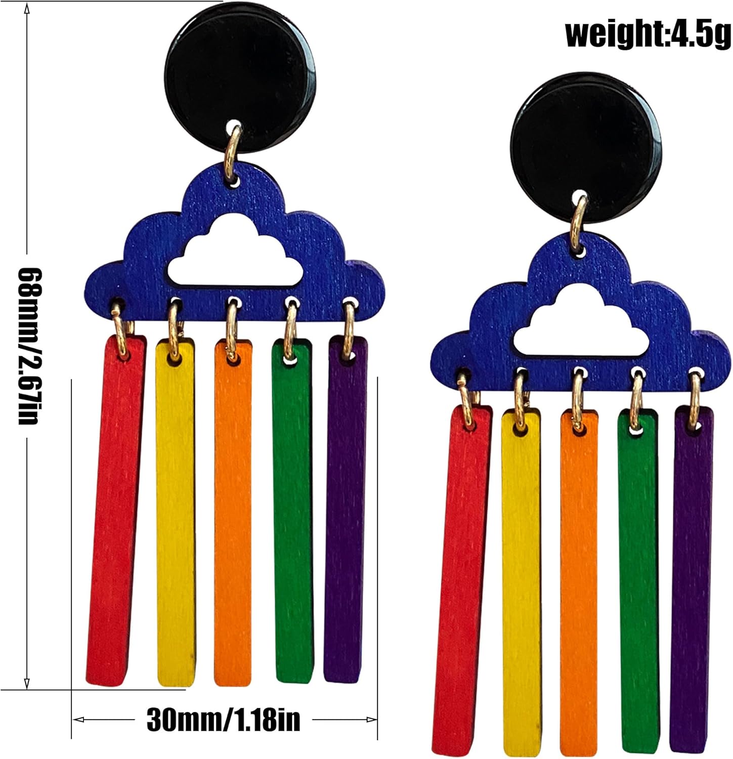 Bohemian Rainbow Natural Wooden Dangle Drop Earrings for Women Lightweight Vintage Colorful Geometry African Earring Ethnic Style Jewelry - Image 2