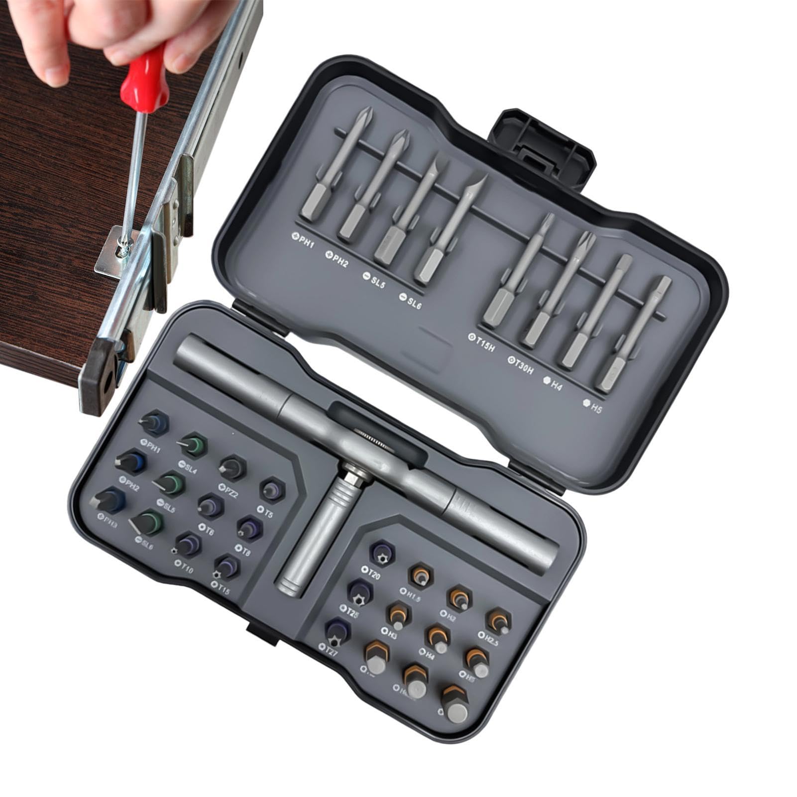 Set di cacciaviti magnetici con impugnatura a T, 32 in 1, multi punta