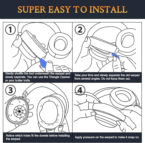 Miniatura 8 de SOULWIT Almohadillas de repuesto para JBL E65 (E65BTNC)Live 650 (650NC 650BTNC)Live 660 (660NC 660BTNC)Duet NC sobre la oreja, almohadillas con piel