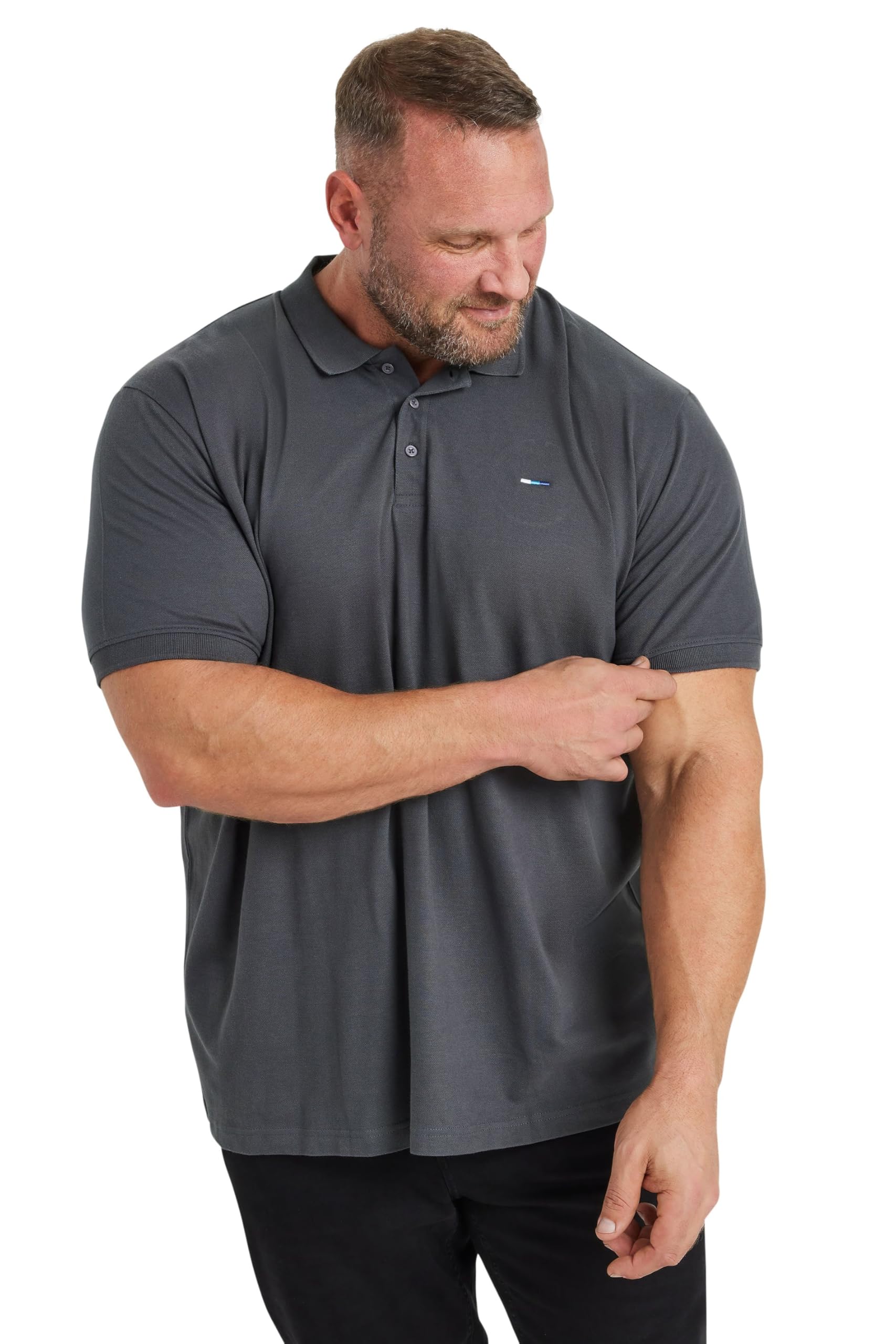 Badrhino Charcoal Big & Tall Grey Core Polo Shirt - Men's - Plus Curve 5XL-6Xl Plus