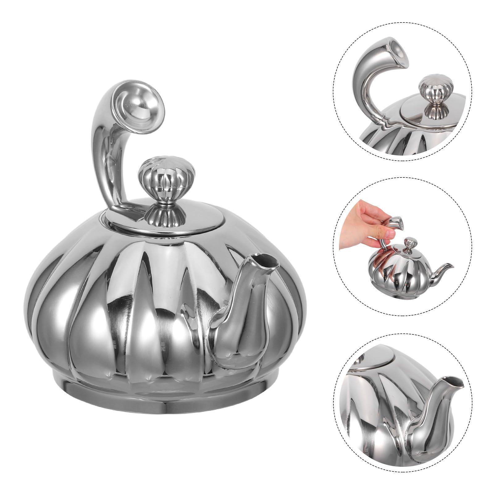 Kleine Teekanne aus Edelstahl mit Herausnehmbarem Infuser 350ml Kompakte Kürbisform Elegantes Design für Reisen und Büro