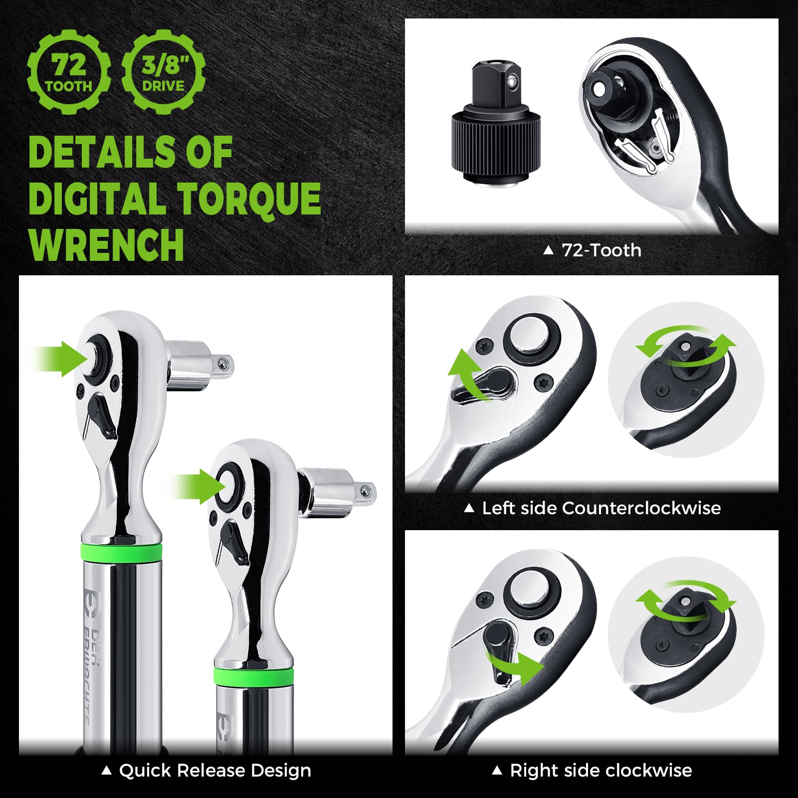 Llave dinamométrica digital de 3/8 con valor preestablecido 1.5-99.5