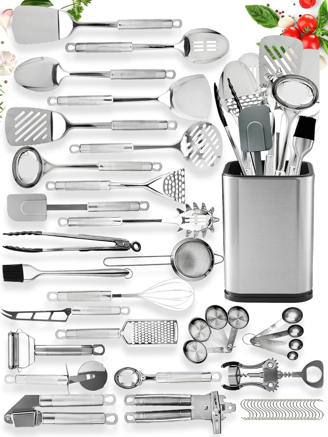 Collins 54 PCs Stainless Steel Kitchen Utensils Set – Nonstick Stainless Steel Cooking Utensils Set – Heat Resistant Kitchen Essentials & Metal Kitchen Gadgets