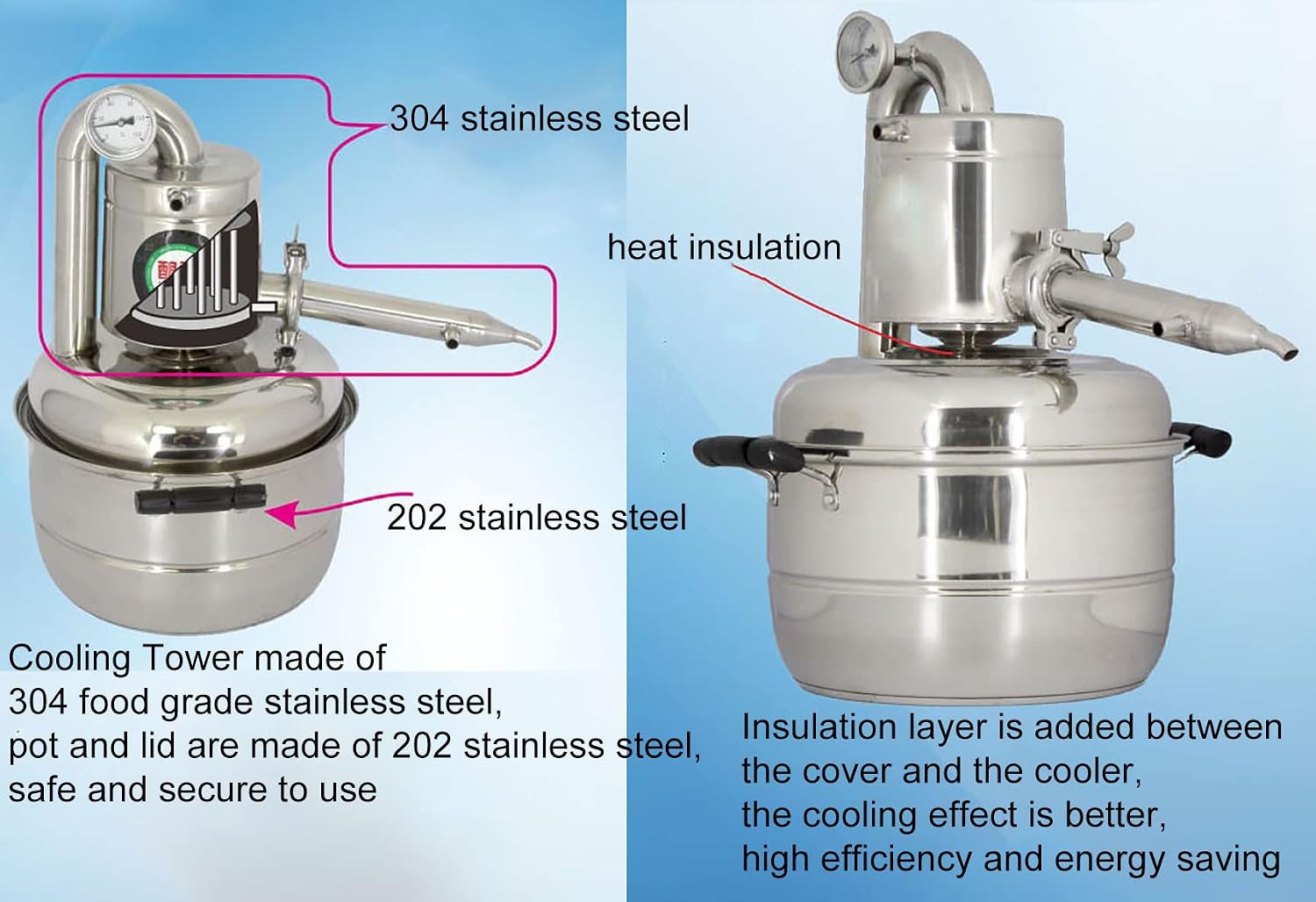 NEW Stainless steel Home Brewing Equipment Hydrosol Stills Fruit Wine Fermentation Barrels Wine Making Boiler Distiller (15L/3.96gal)