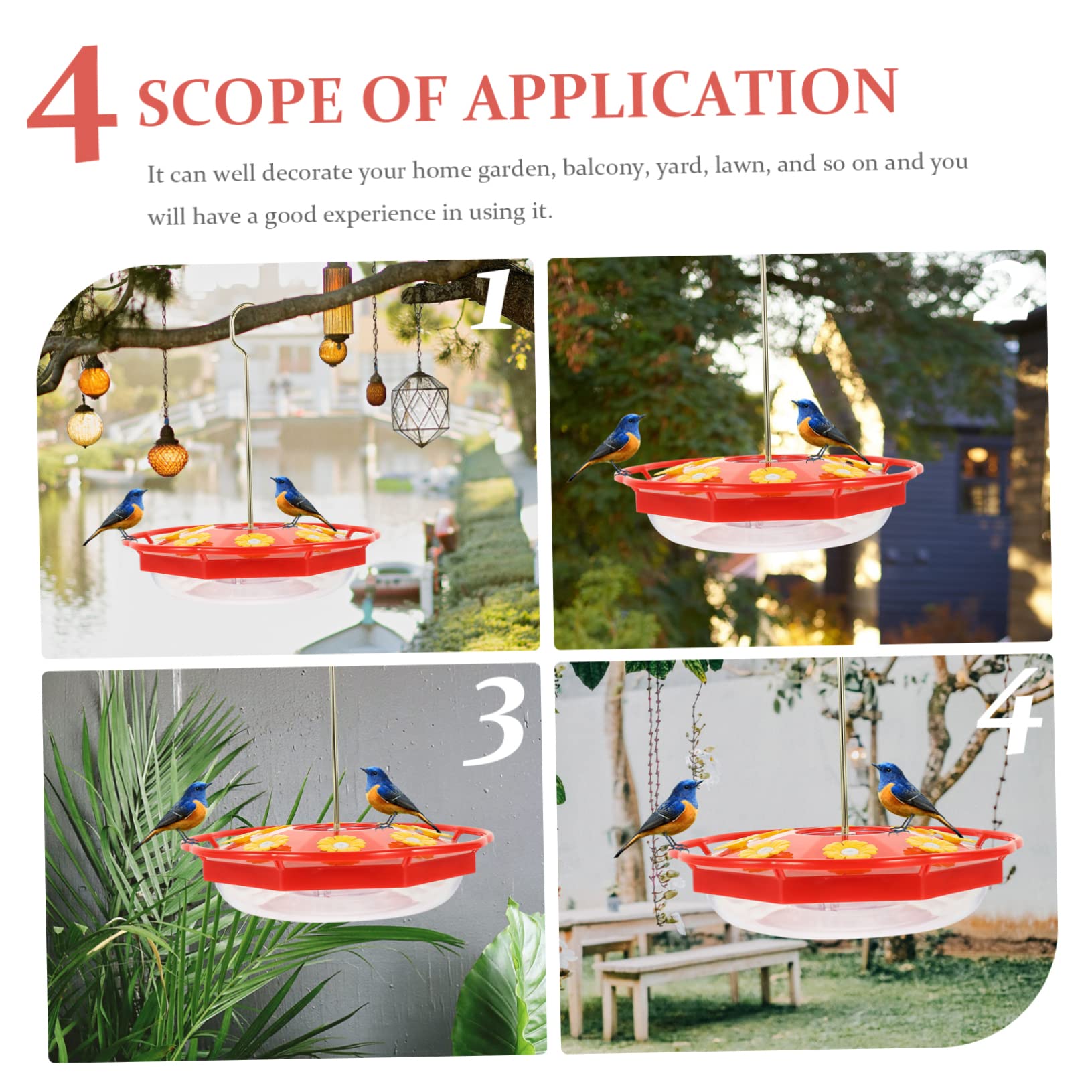 Yardwe 5 Pz Mangiatoia Per Uccelli Rintocchi Colibrì Vassoio Di Servizio Decorativo Distributore Stazione Di Alimentazione Degli Uccelli Contenitore Per L'acqua Fontana Plastica Rosso