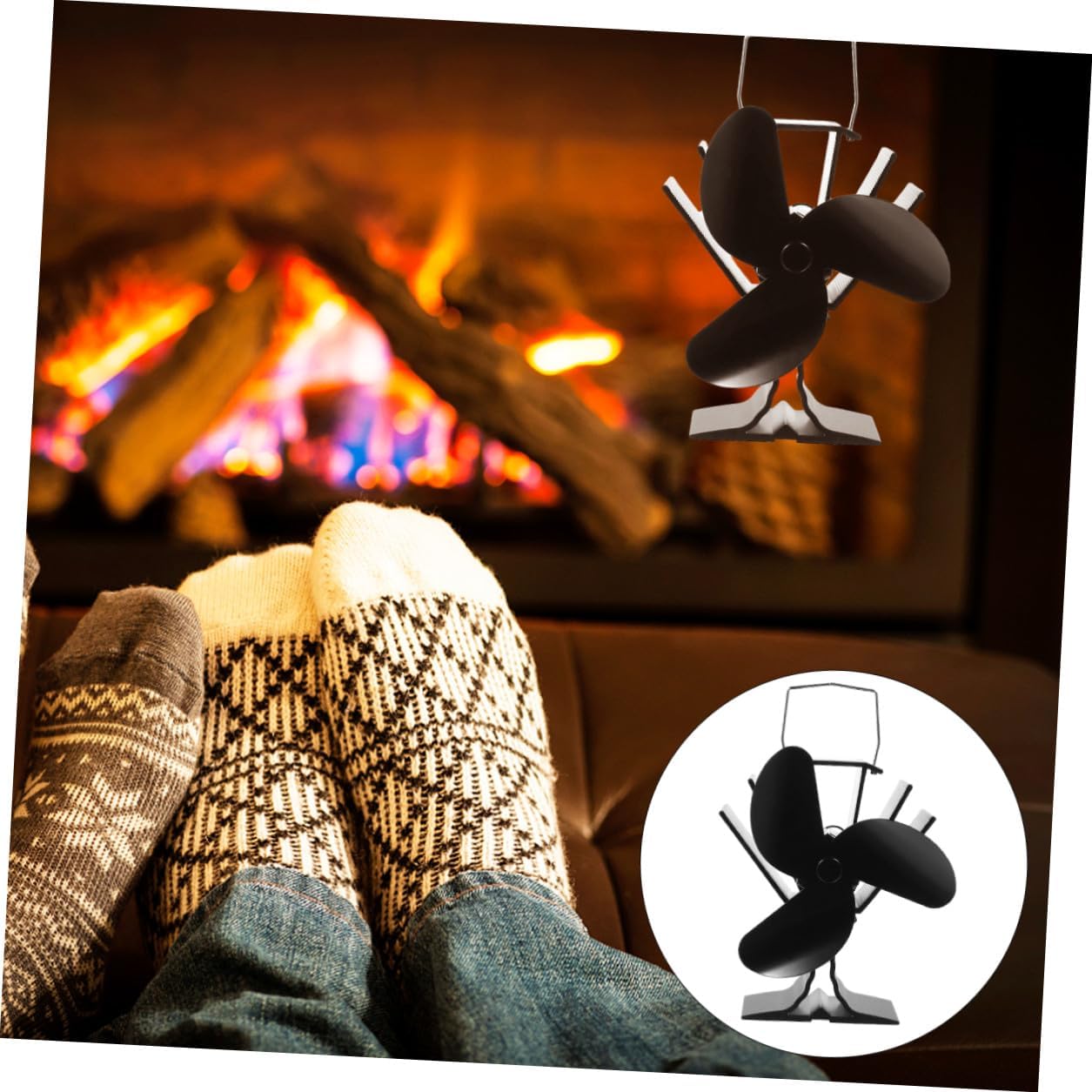 Heat Powered Fireplace Fan 3-blade Stove Fan Thermal Energy Driven Home Fireplace Heater Accessory for Efficient Heat Circulation