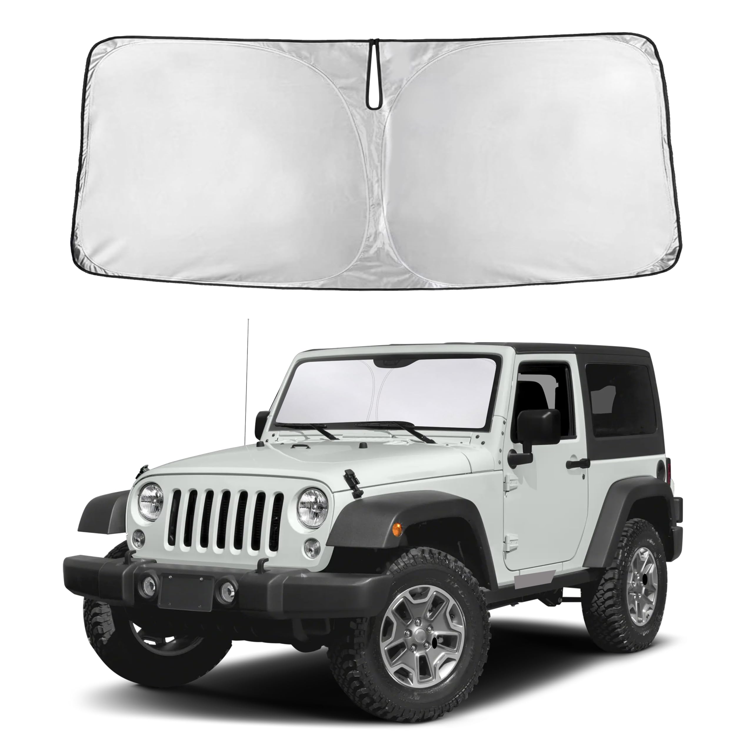 EcoNour Windshield Sunshade Compatible for Jeep Wrangler 1997-2016 2017
