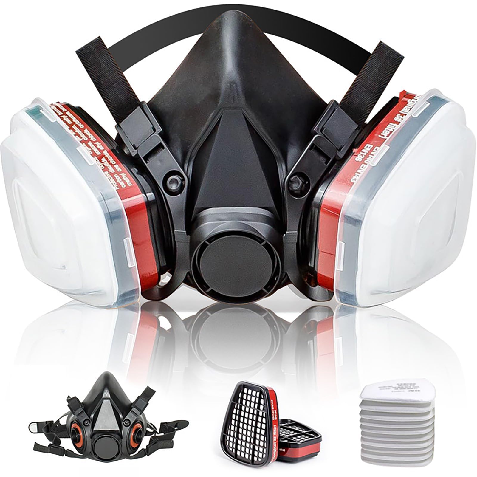 Half Facepiece Respirator Mask with 10Pcs Filter Cottons, for Paint, Dust, Sanding, Polishing, Woodworking-picture-14