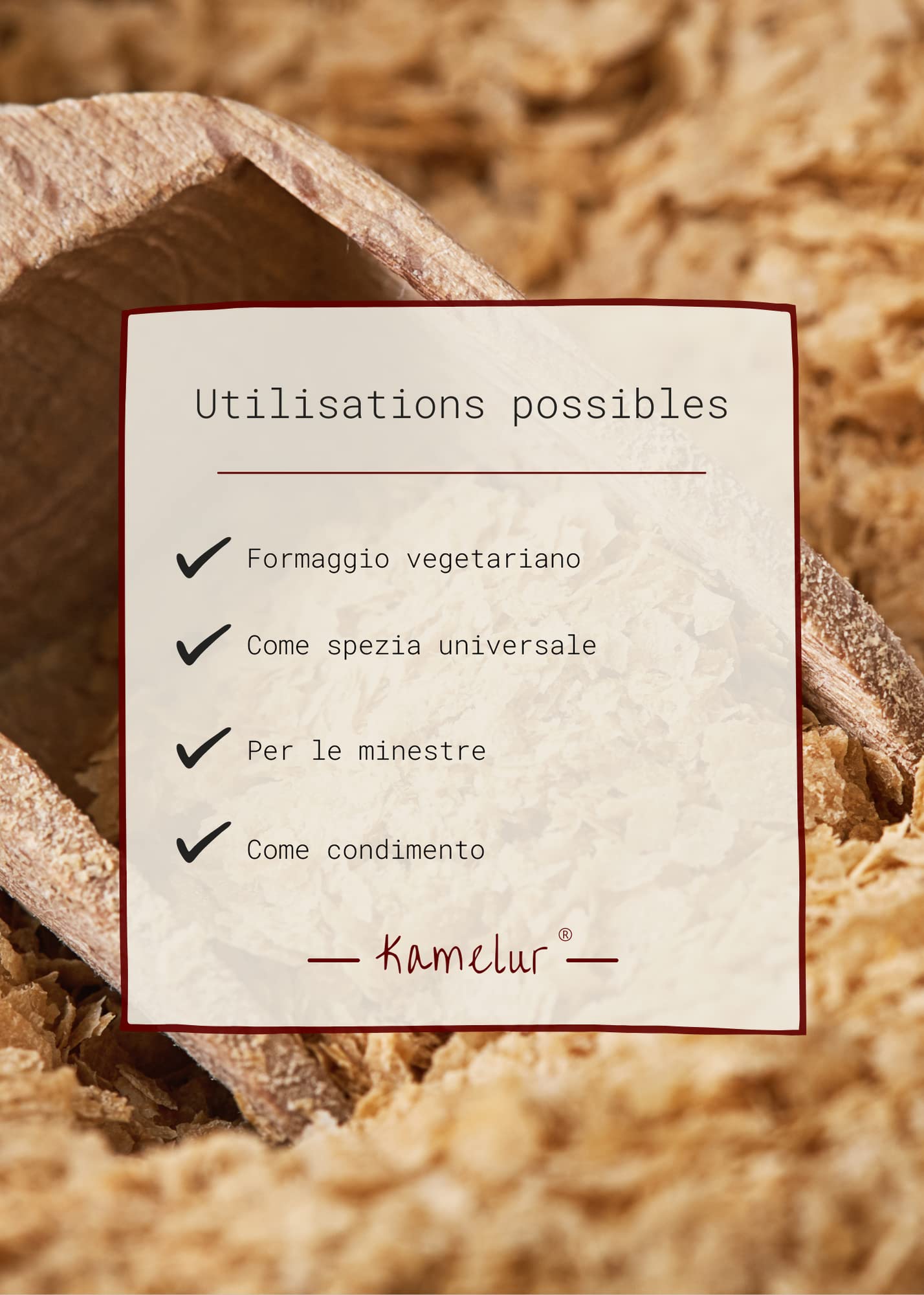 Kamelur Fiocchi Di Lievito Nobile Vegan A Base Di Melassa, Come Condimento Per Parmigiano & Formaggio Vegan - In Confezione Biodegradabile 1 Kg (Confezione Di 1)
