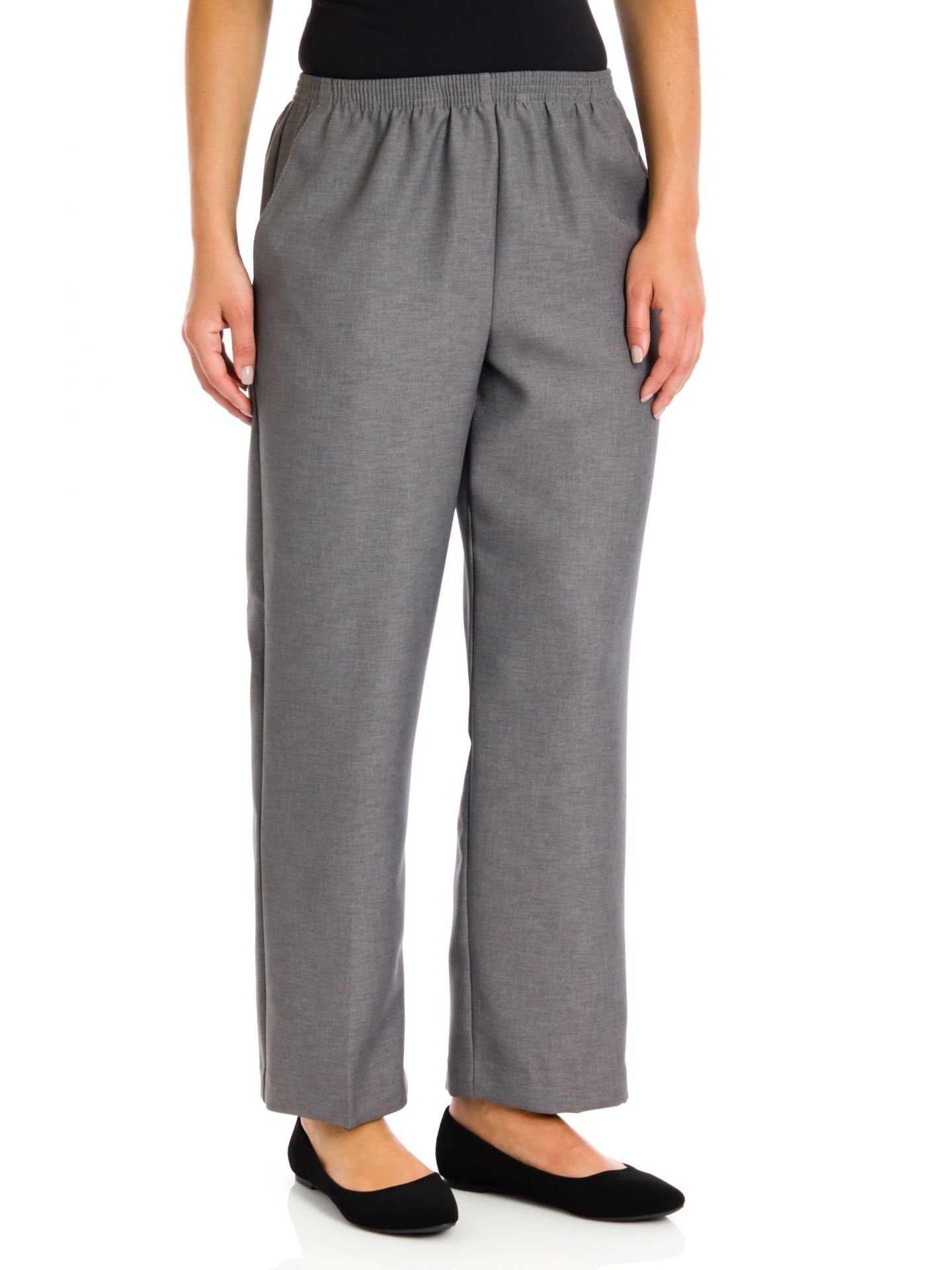 Alfred Dunner Classics Petite Short Elastic Waist Pants Grey 18P Short