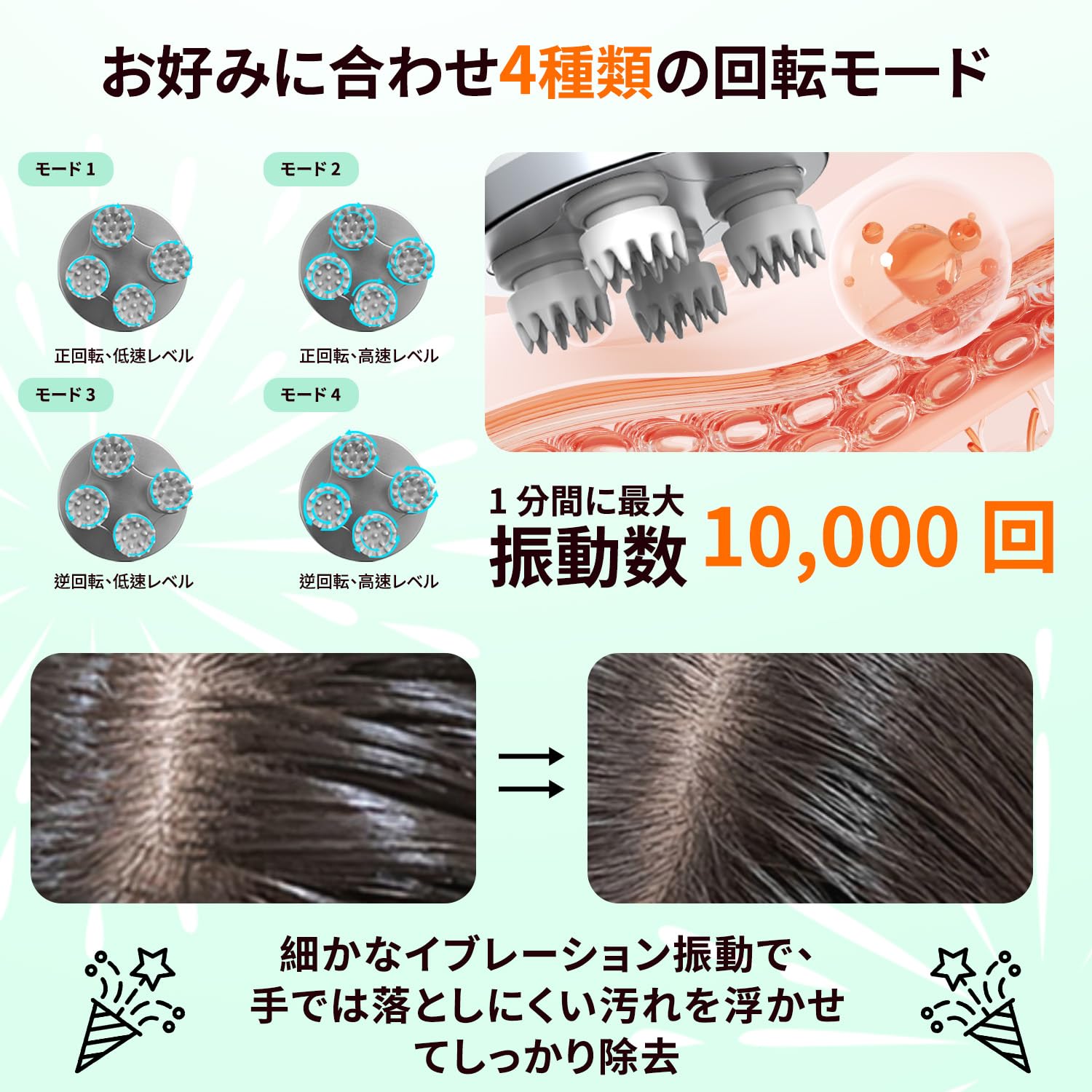 Amazon | Fyros ヘッドスパ 電動頭皮ブラシ 頭皮ケア 3D振動 360°回転