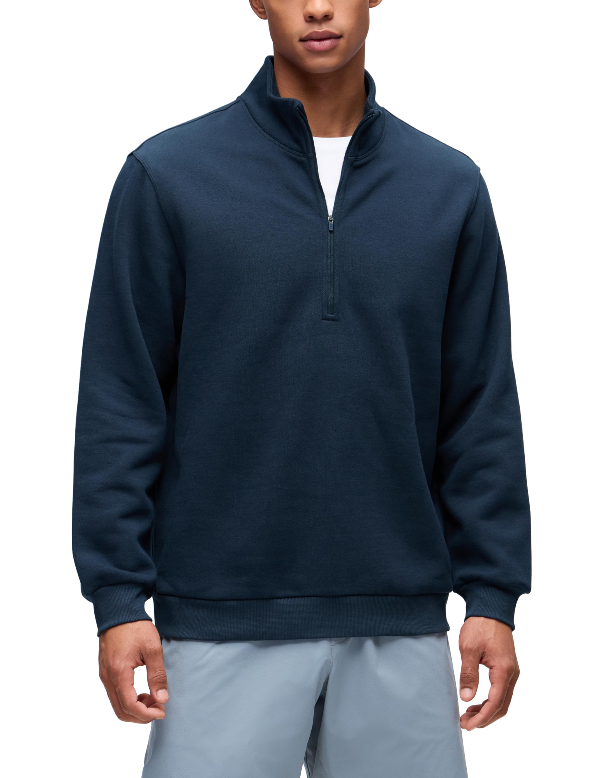 CRZ YOGA Bluzy z podszewką z polaru pół zamka | Średniej grubości, swobodny, luźny krój, miękki, oddychający, bawełniany, ciepły, golf, pulower, dla mężczyzn