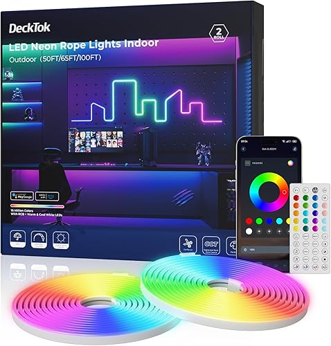 Miniatura 10 de Luces de Cuerda LED de Neón de 65 Pies - Tira LED Flexible con Control por App/Control Remoto, Luces de Cuerda con Múltiples Modos RGB IP65