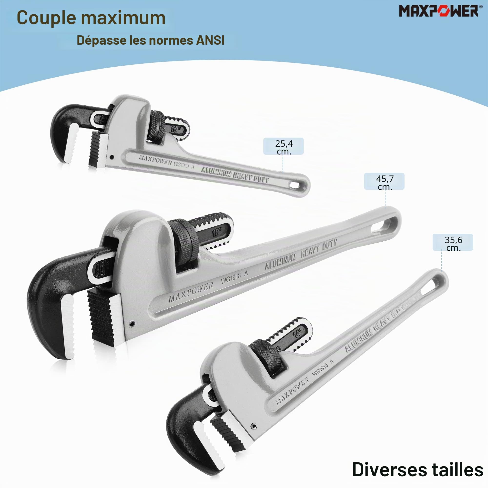 MaxPower Cle a Griffe 350 mm, Clé Serre-tubes STILLSON,Clé à griffe 14" Multifonctionnelles Ultra-Résistante