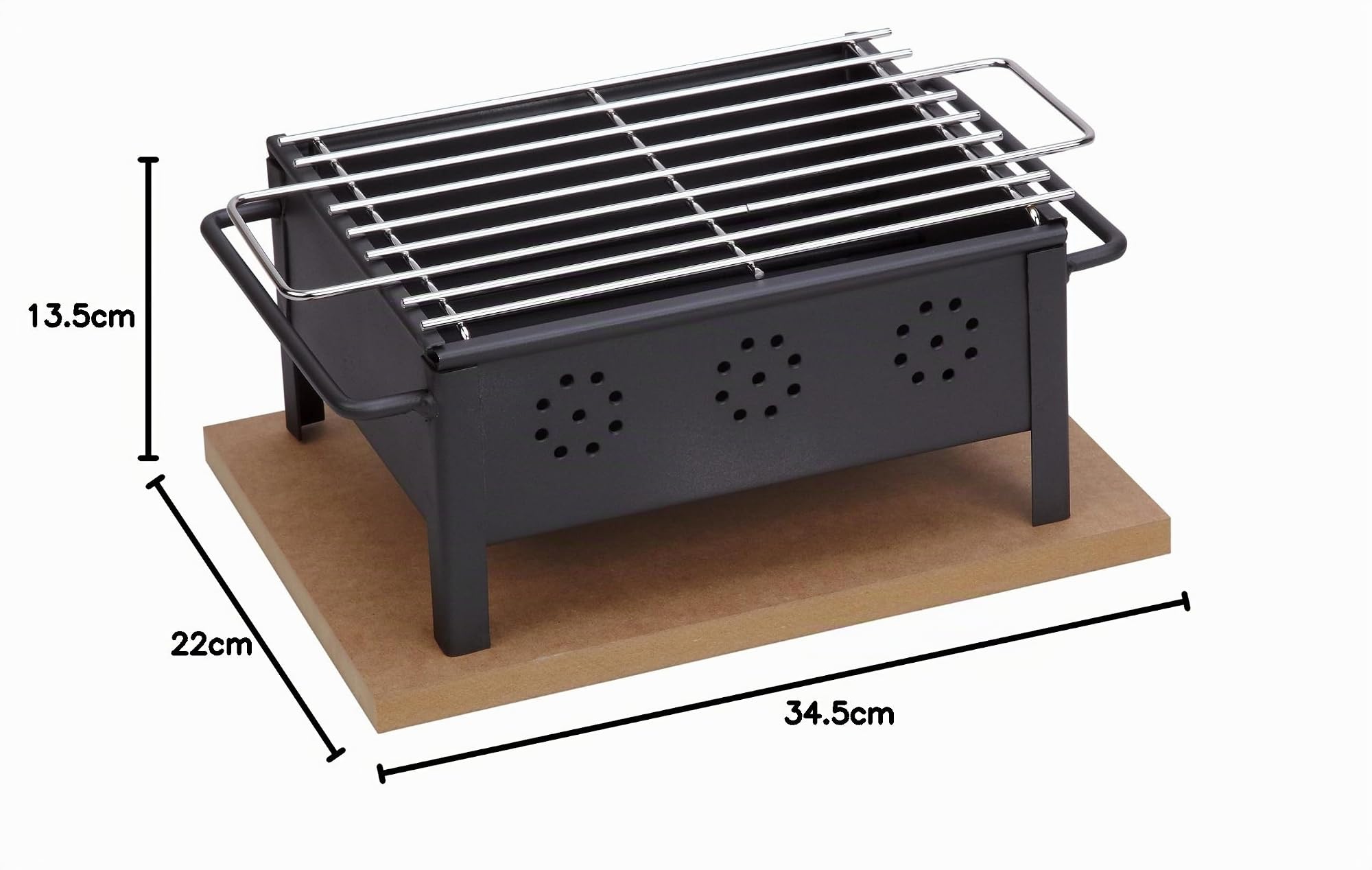 Barbacoa sobremesa con parrilla inoxidable 25x20 cm. Negro