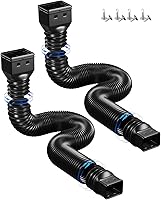 Vista 10 de Paquete de 2 extensiones para bajantes de canaletas de lluvia, extensor y desviador de bajante de drenaje, extensiones flexibles para bajantes que