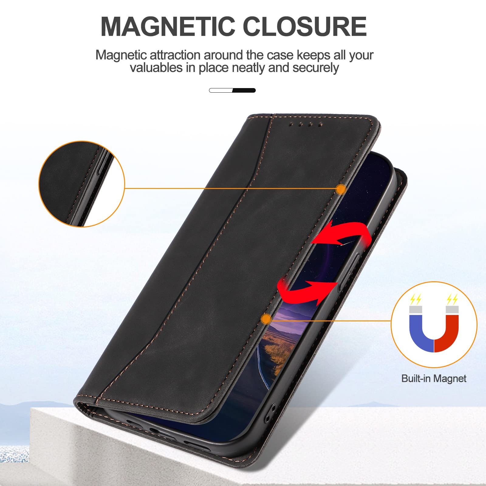 Per Magsafe Custodia per OnePlus 12 10 Pro Custodia per telefono in pelle con vibrazione magnetica per OnePlus 9 10 Pro Custodia a portafoglio per carte caricabatterie wireless  202192403