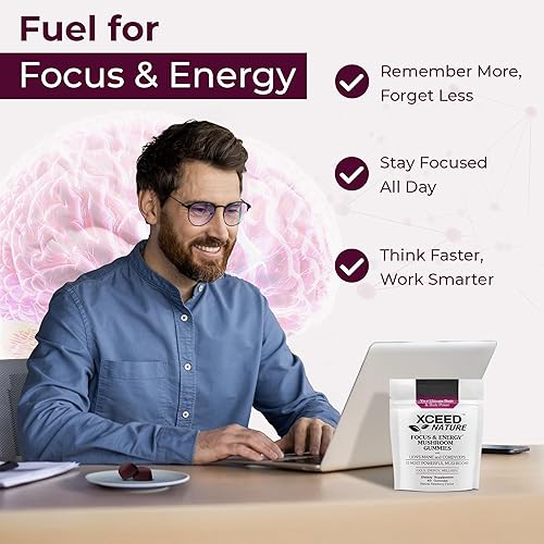 Miniatura 2 de Paquete de 2 gomitas de melena de león y hongo Cordyceps - Suplemento 10 en 1 - para concentración, energía, estado de ánimo, memoria y claridad - 2