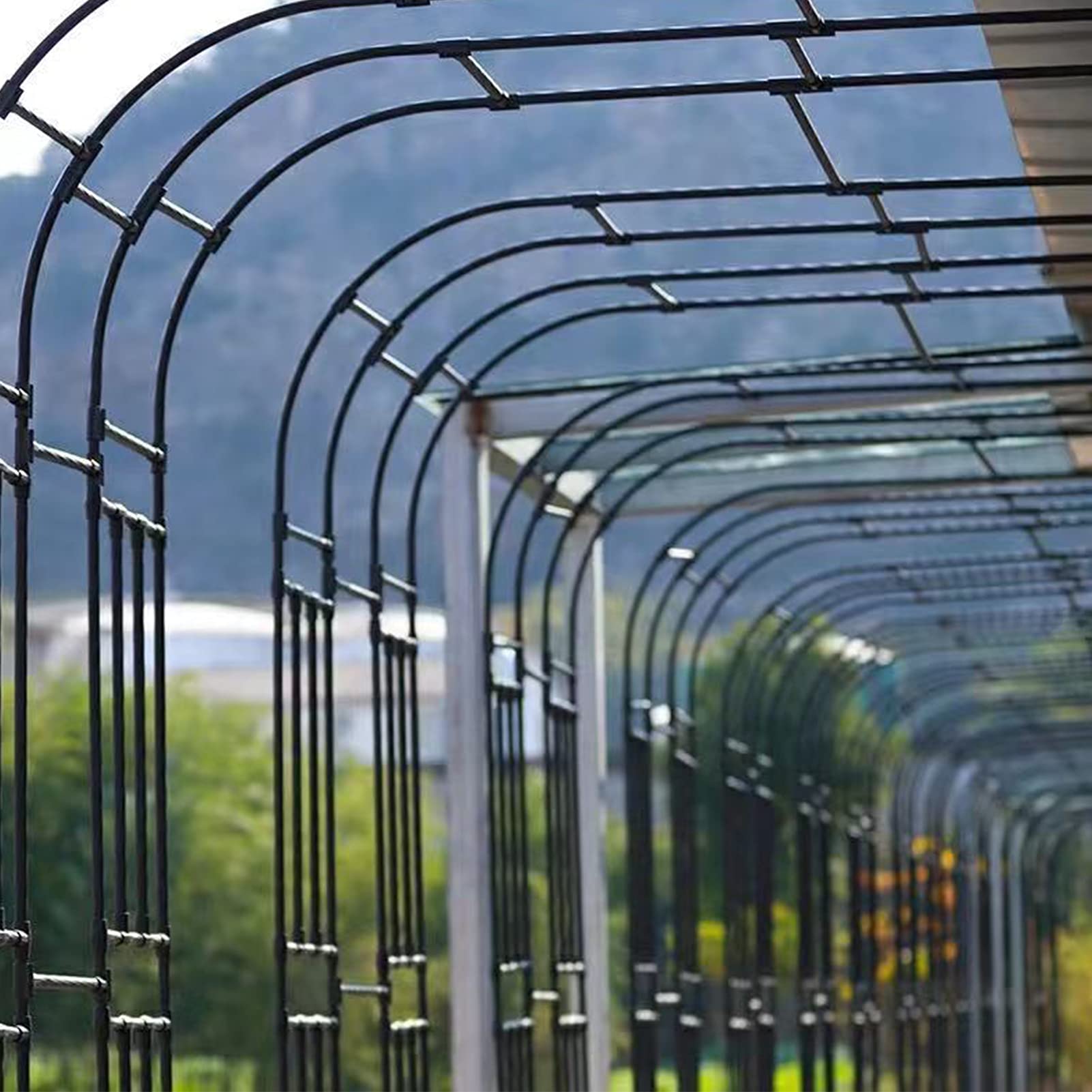 Półstronny metalowy łuk ogrodowy do roślin pnących, odporny na warunki atmosferyczne, różana krata, rustykalna altanka, wolnostojąca pergola, na wesela i dekoracje trawnika