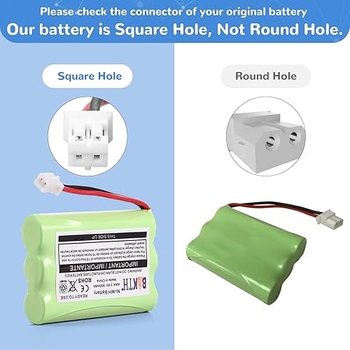 Miniatura 3 de BAKTH 900mAh 3.6V Ni-MH Square-Hole Plug Battery for Motorola MBP33 MBP33S MBP33PU MBP35 MBP36 MBP36S MBP36PU MBP41 MBP43 Baby Monitor