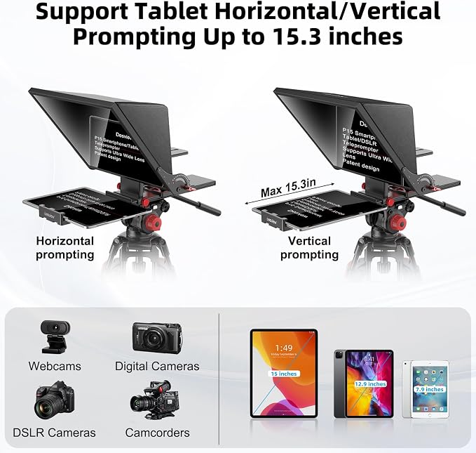 Teleprompter Desview P15 de 15 pulgadas aluminio con estuche miniatura 5