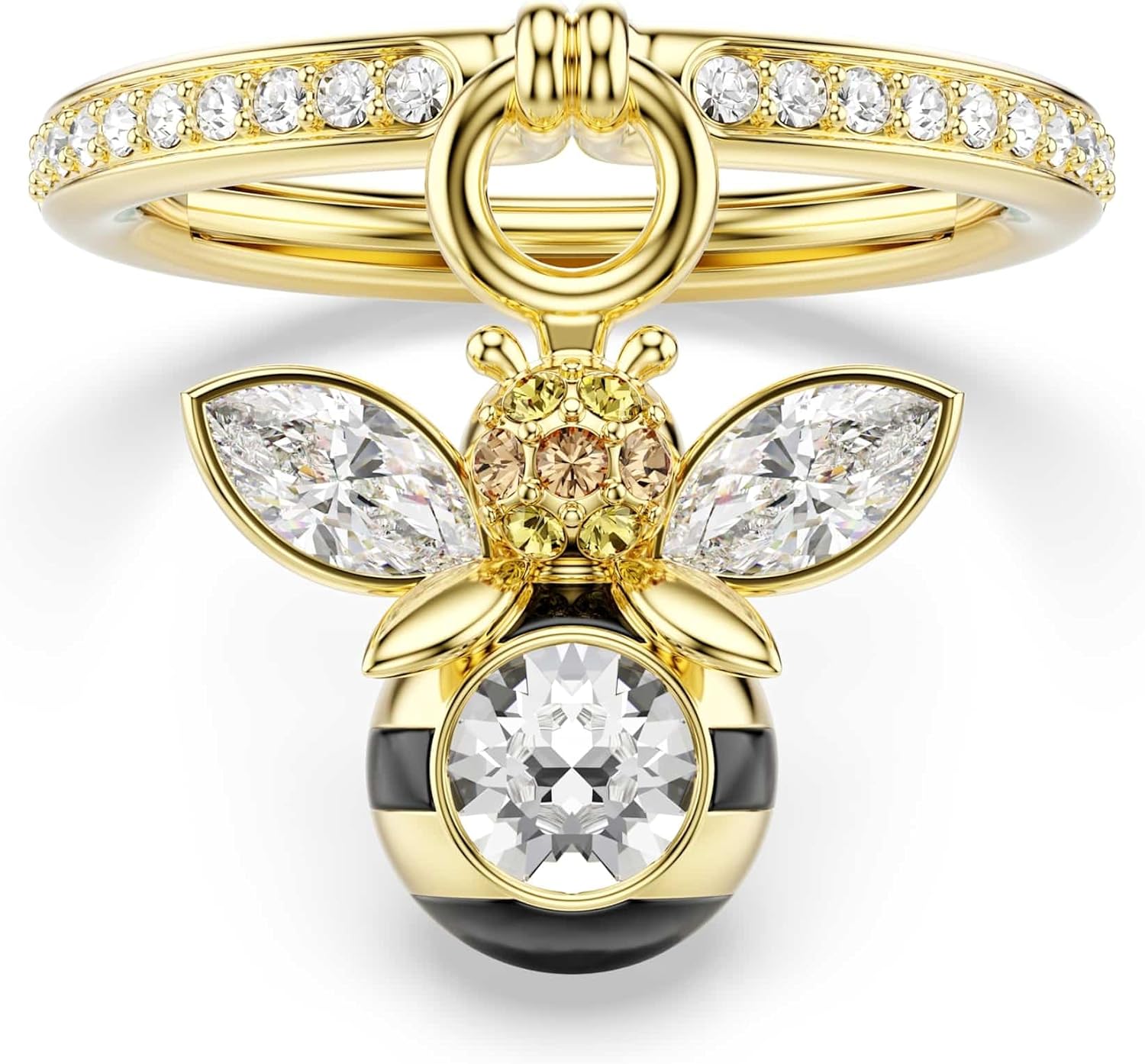 Swarovski Idyllia motif ring, Mixed cuts, Bee, Multicolored, Gold-tone plated