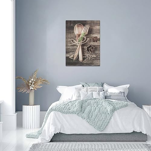 Miniatura 6 de Arte de pared de cocina, comedor, decoración de pared de madera, tenedor, cuchara, cocina, cuadros de decoración de pared, impresiones en lienzo de