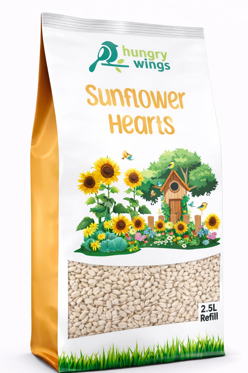 Hungry Wings Bird Food 2.5L Refill | Sunflower Hearts No Mess High Energy
