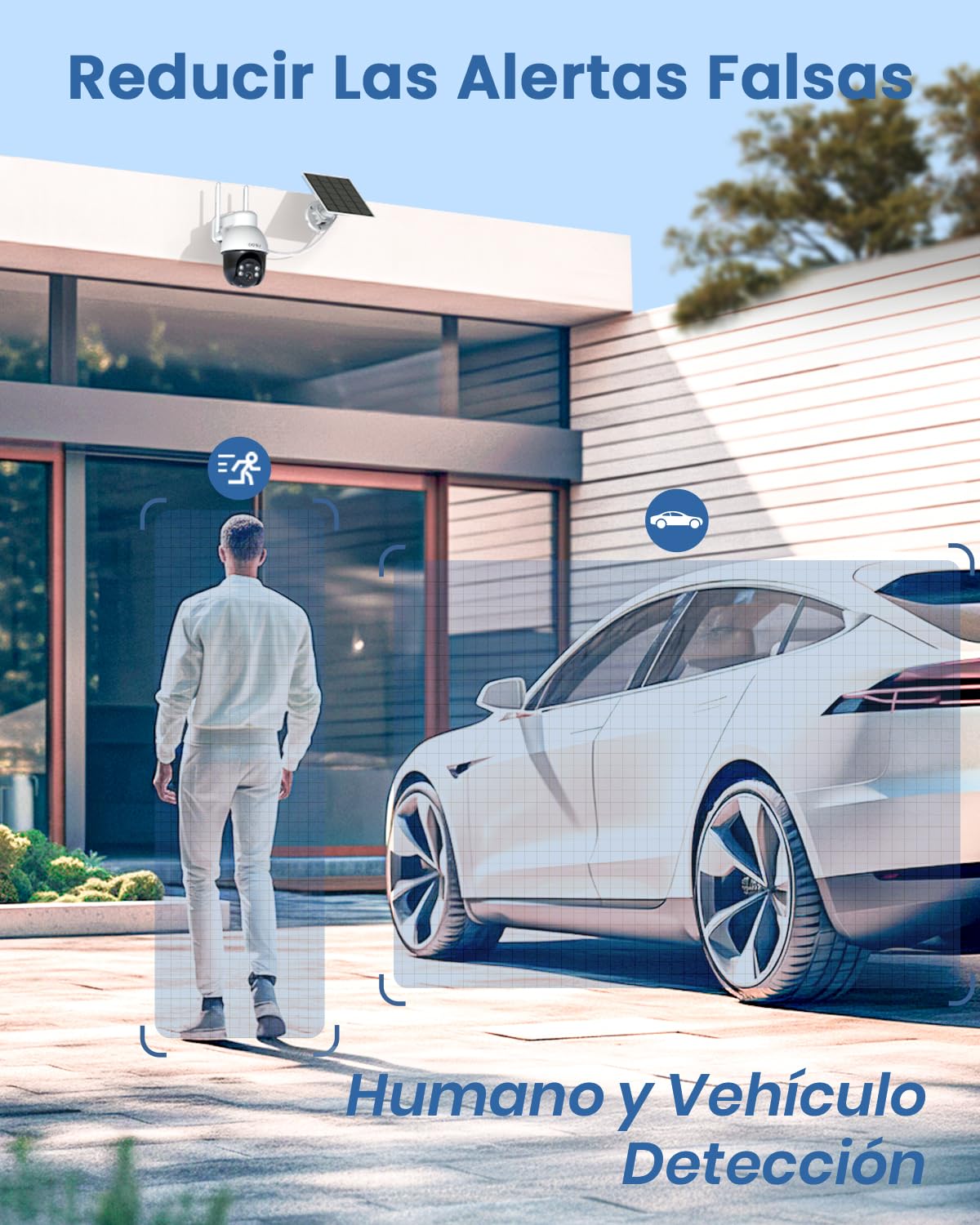 aosu 3K 5MP Cámara Vigilancia Exterior Solar, WiFi Cámara de Seguridad Inalámbrico con Batería, 360° PTZ Panorámica, Seguimiento Automático, Alertas de Movimiento, Audio Bidireccional, 2pz