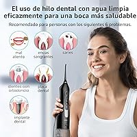 Vista 8 de COSLUS Hilo Dental de Agua: Irrigador Oral Portátil Inalámbrico 300ML Recargable Limpiador de Viaje IPX7 Impermeable Máquina de Hilo Dental
