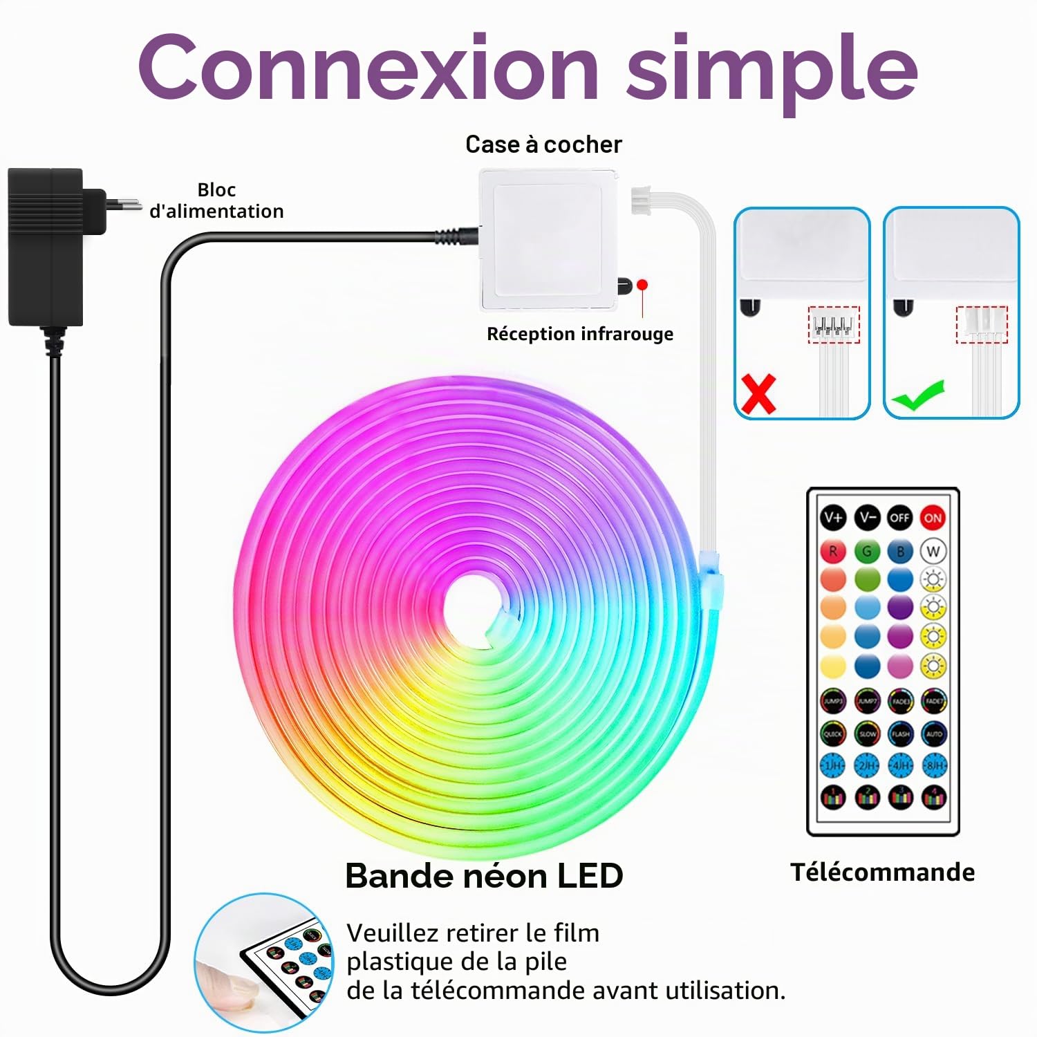 Segrass Bande LED Néon de 10 m avec commande APP, télécommande, bande RGB flexible étanche IP65, bande de 24 V pour la décoration de la chambre, de la pièce et de l'extérieur