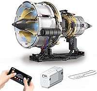 SANGQAOFU App-Controlled Jet Engine Model Kit with Motor & LED Lights - 564PCS Visible Turbojet Building Blocks for Adults & Kids 14+
