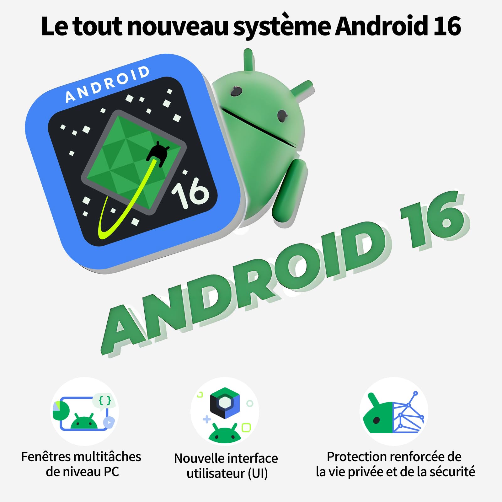 Tablette 11 Pouces Android 16 Tablette Écran 90 Hz, Gemini AI 3.0, 24Go(6 + 18Étendus) RAM 128Go ROM(2TB TF), Protection oculaire, 8000mAh, WiFi, Widevine L1, Face ID, GMS, Garantie 4 Ans