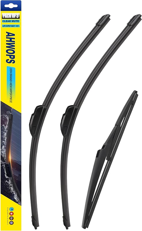 Palhetas do limpador dianteiro e traseiro AHWOPS para Toyota Yaris 2007–2011 – Kit com 3 unidades